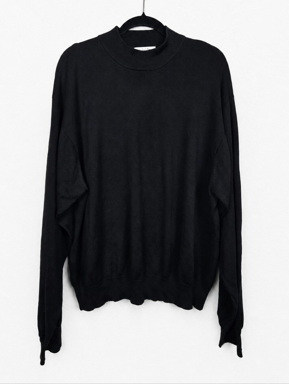 Anthology 100% Silk Mock Neck Sweater Black XXL Quiet Luxury Minimalist